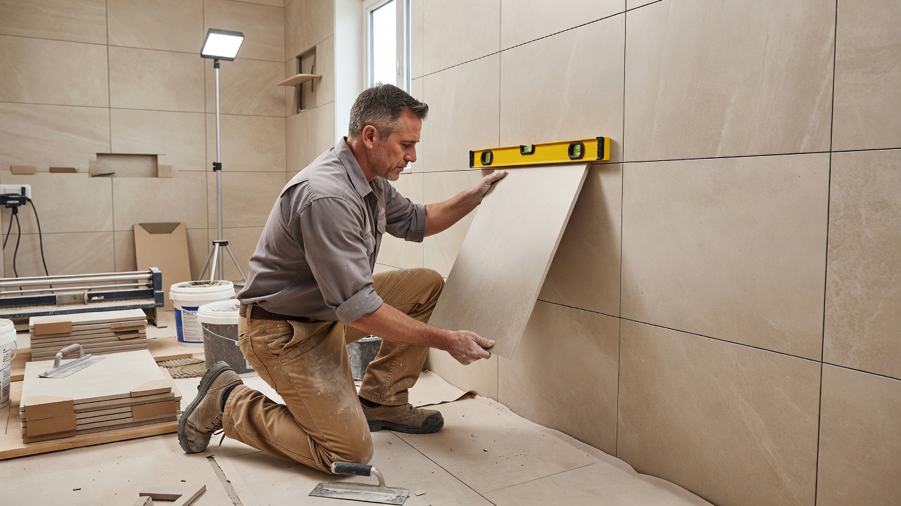 Bathroom tile installation